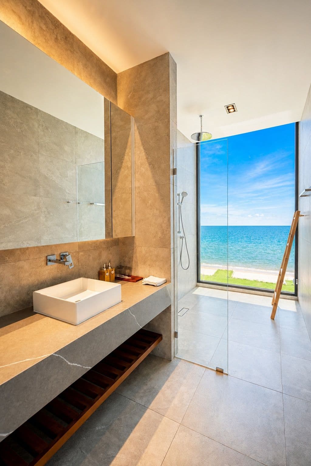 Bathing by the sea
