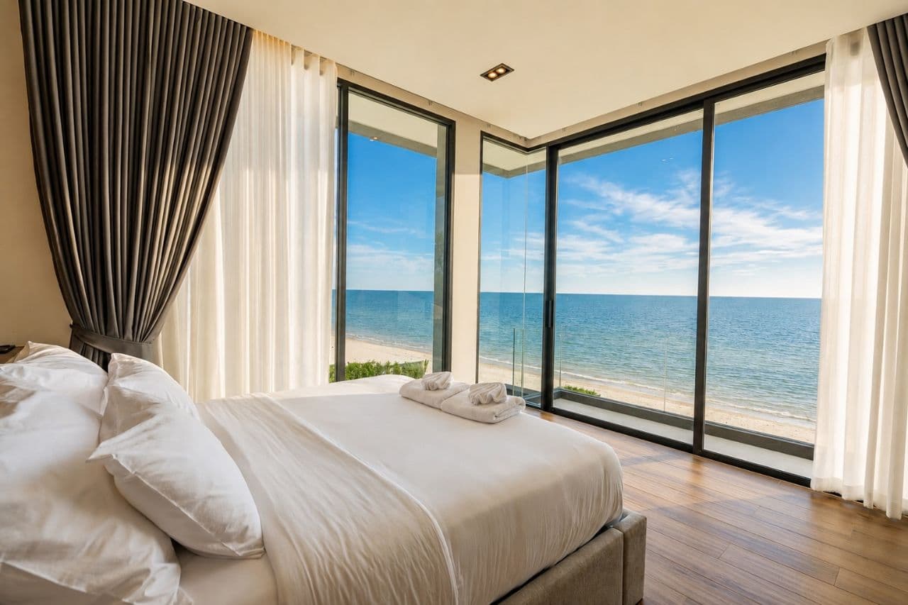 Sea-view bedroom at Astral Villa Hua Hin – Kui Buri