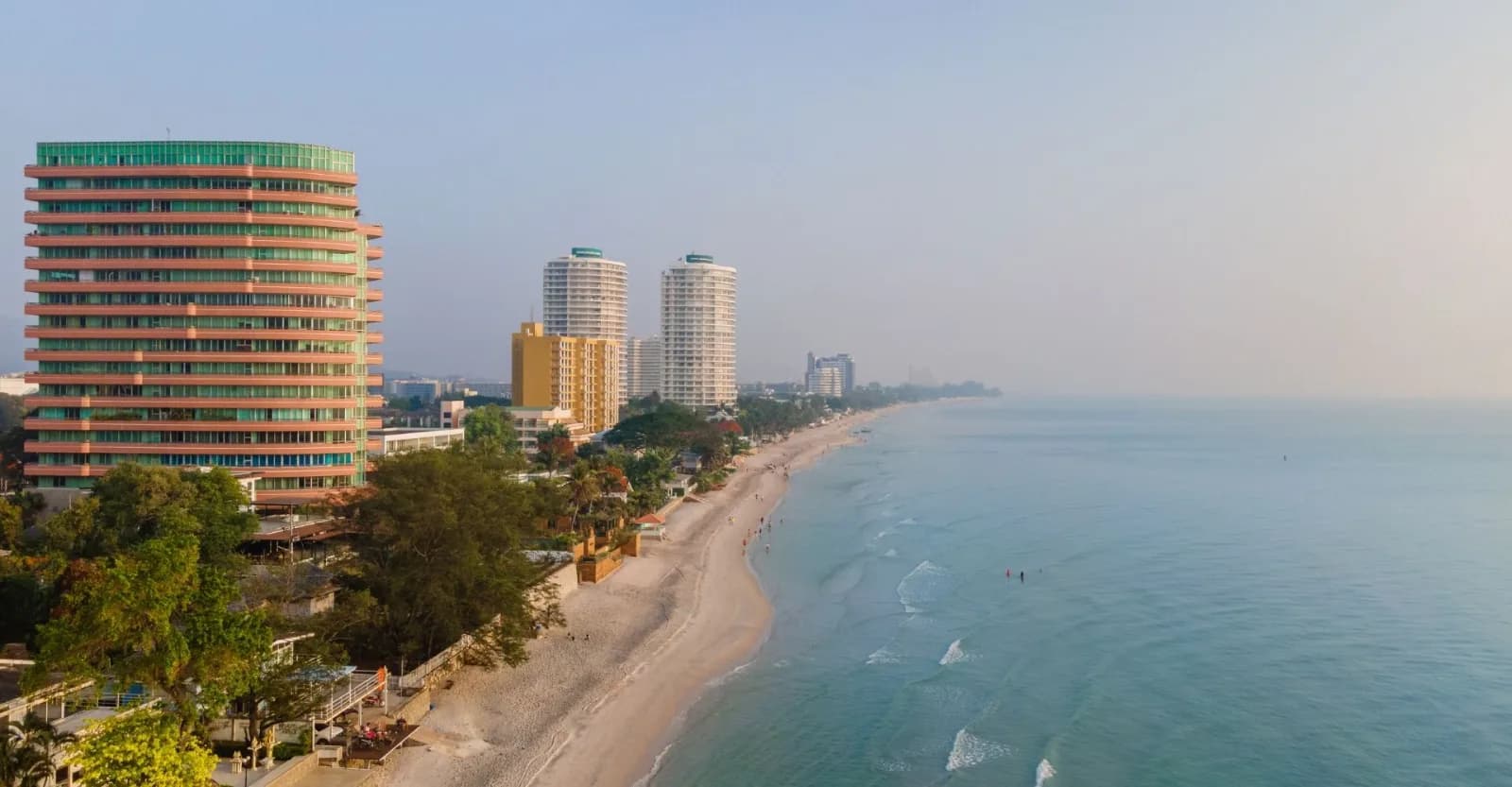 Calm morning light over the Gulf of Thailand from the beachfront at Astral Villa, Hua Hin